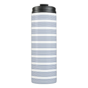 Garrafa Térmica Padrão de cinco faixas de cinza azul e branco