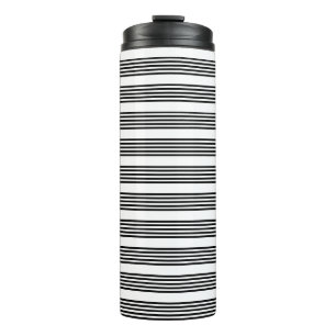 Garrafa Térmica Padrão de cinco faixas preto e branco
