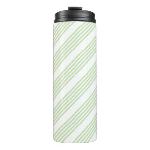 Garrafa Térmica Padrão de cinco faixas verde-claro e branco