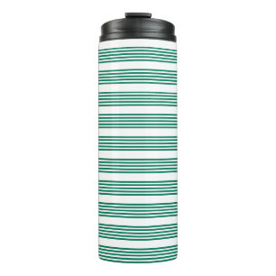 Garrafa Térmica Padrão de cinco faixas verde e branco da floresta