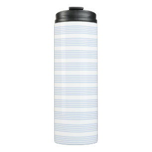 Garrafa Térmica Padrão de cinco listras azul-claro e branco