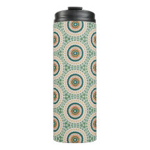 Padrão de Círculo Boho Chic Verde Laranja e Azul