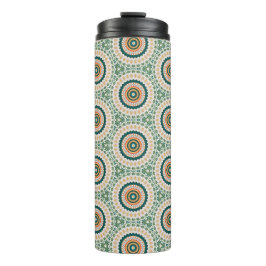 Garrafa Térmica Padrão de Círculo Boho Chic Verde Laranja e Azul