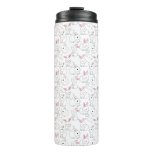 Garrafa Térmica Padrão de coelhos brancos 01.bw Dois-Tom