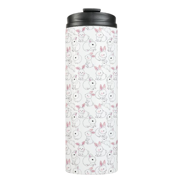 Garrafa Térmica Padrão de coelhos brancos 01.bw Dois-Tom (Frente)
