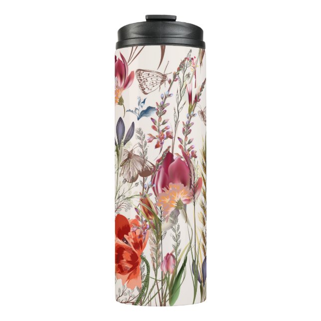 Garrafa Térmica Padrão de colheita de flores com plantas cortadas. (Frente)