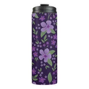 Garrafa Térmica Padrão de colheita sem costura. Lilac e purga mara