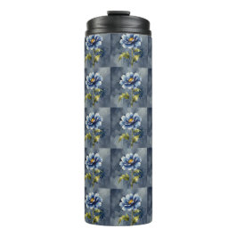 Garrafa Térmica Padrão de cor da água da flor azul