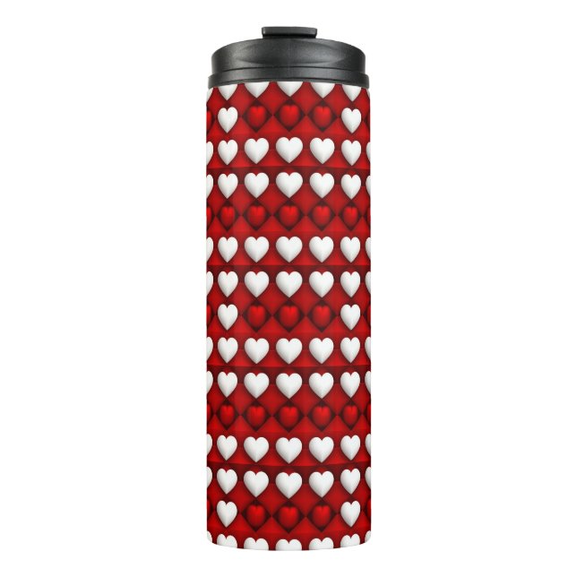 Garrafa Térmica Padrão de Coração Vermelho e Branco (Frente)