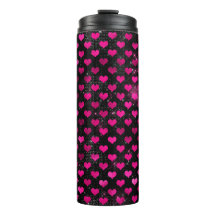 Padrão de Corações Glamurosos Rosa Brilhante e Pre