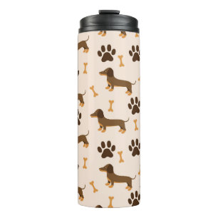 Garrafa Térmica Padrão de Dachshund: Impressão de Vintage