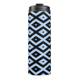 Garrafa Térmica Padrão de diamante azul pálido e preto