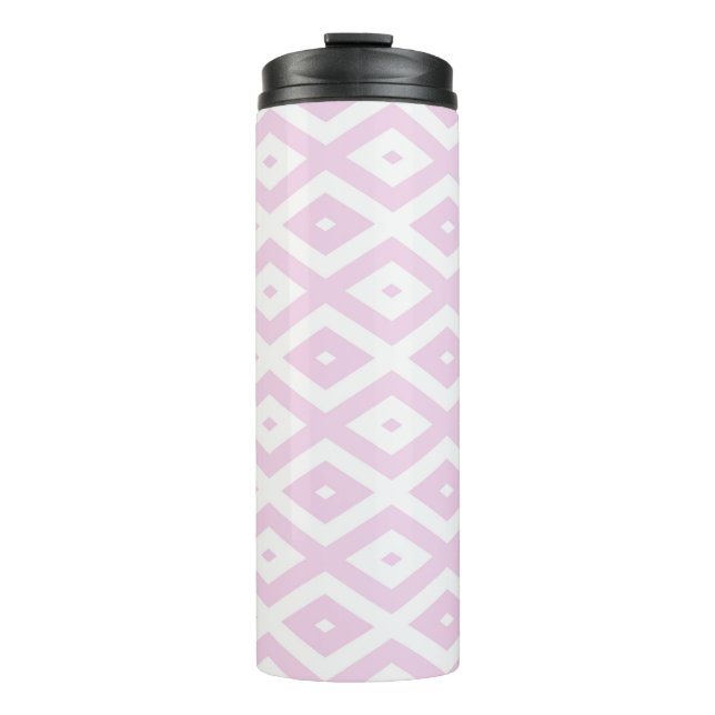 Garrafa Térmica Padrão de diamante branco e rosa pálido (Frente)
