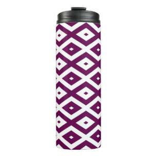 Garrafa Térmica Padrão de diamante branco e roxo de ameixa