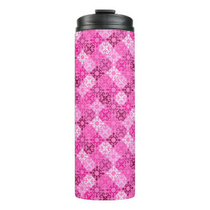 Garrafa Térmica Padrão de Diamante com Filigrana Rosa