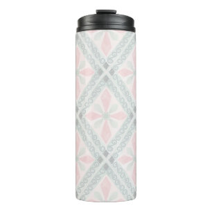 Garrafa Térmica Padrão de diamante pastel verde e rosa