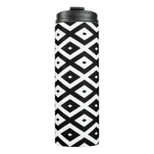 Garrafa Térmica Padrão de diamante preto e branco