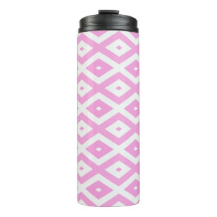 Garrafa Térmica Padrão de diamante rosa e branco