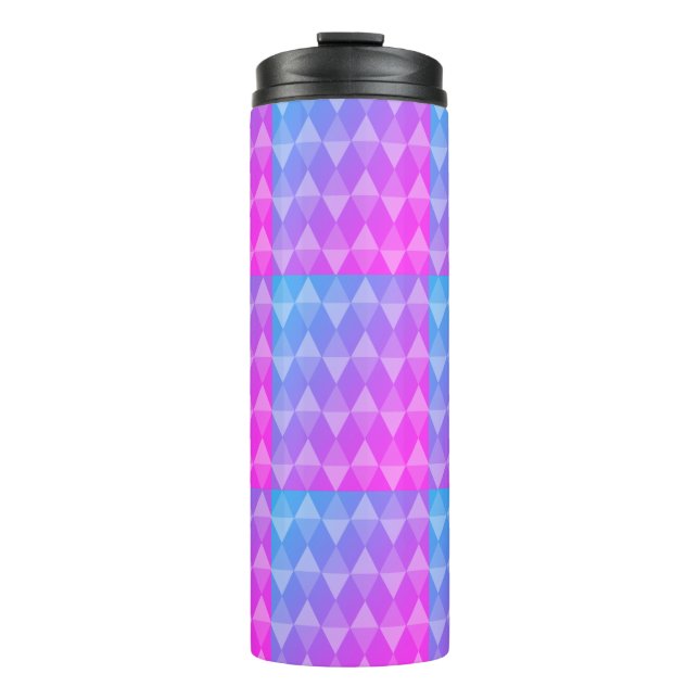 Garrafa Térmica Padrão de Diamante Rosa, Roxo e Azul (Frente)