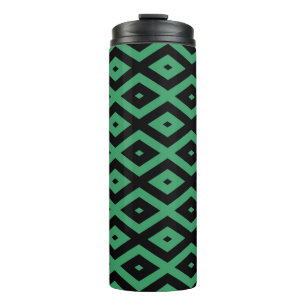 Garrafa Térmica Padrão de diamante verde e preto