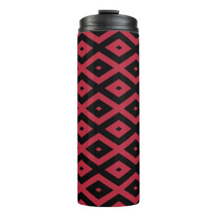 Garrafa Térmica Padrão de diamante vermelho e preto