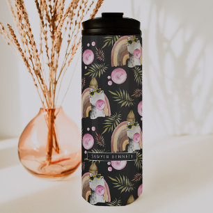 Garrafa Térmica Padrão de Dinossauro Elegante   Tumbler Monograma