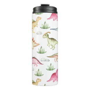 Garrafa Térmica Padrão de Dinossauro Rosa Fofo para Meninas Amante