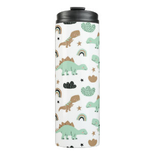 Garrafa Térmica Padrão de Dinossauro Verde da Casa Verde