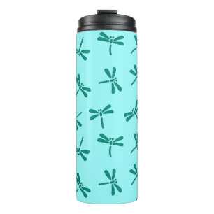 Garrafa Térmica Padrão de Dragonfly Japonês, Turquesa e Aqua