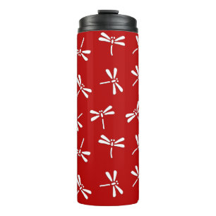 Garrafa Térmica Padrão de Dragonfly Japonês, Vermelho Profundo e B