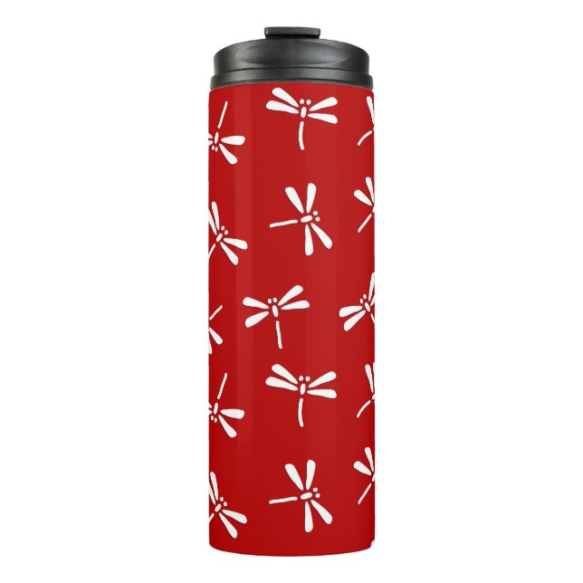Garrafa Térmica Padrão de Dragonfly Japonês, Vermelho Profundo e B (Frente)