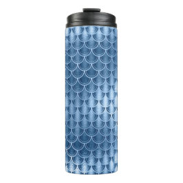 Garrafa Térmica Padrão de Escala de Sereia de marinho Azul e Silve