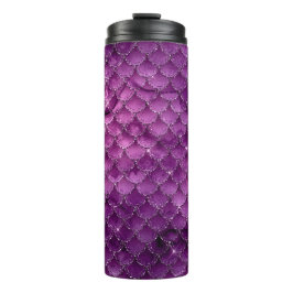 Garrafa Térmica Padrão de Escamas de Sereia Glam com Ombre Roxo