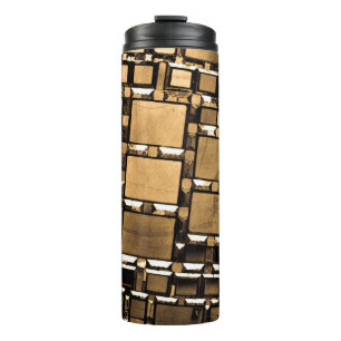 Garrafa Térmica Padrão de Espelhos Geométricos Sepia