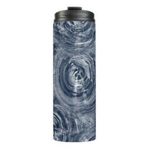 Garrafa Térmica Padrão de espiral abstrato azul e branco
