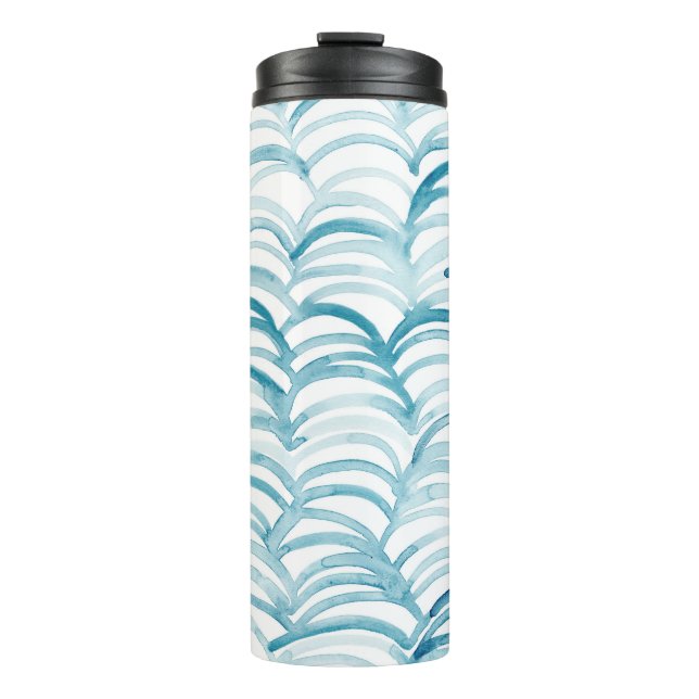 Garrafa Térmica Padrão de Estilo Japonês de Onda AzulIlustração (Frente)