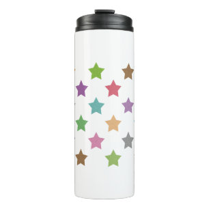 Garrafa Térmica Padrão de estrelas coloridas
