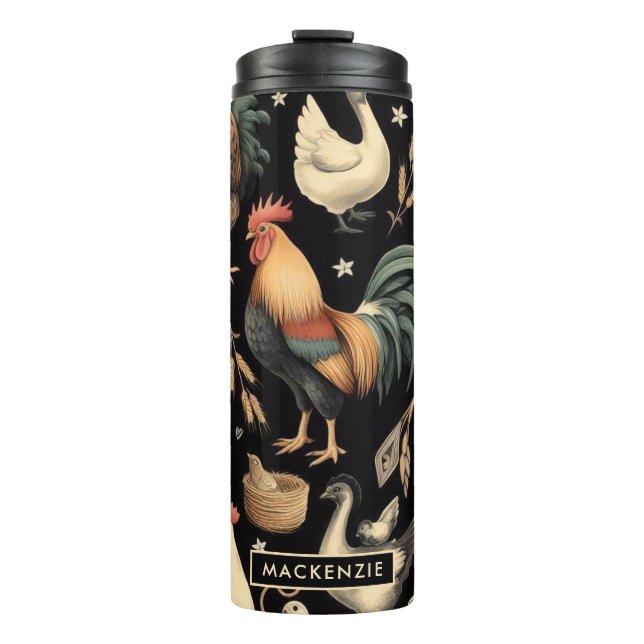 Garrafa Térmica Padrão de Fazenda de frango retrô (Frente)