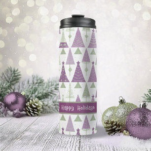 Garrafa Térmica Padrão de Feliz de Natal Verde Roxo nº 25 ID1009