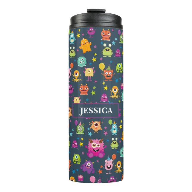 Garrafa Térmica Padrão de Festa de Halloween Monstro de Figurino B (Frente)