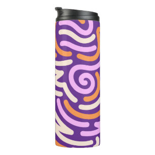 Garrafa Térmica Padrão de fita espiral ígnea roxa e rosa