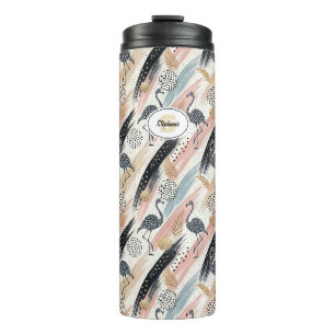 Garrafa Térmica Padrão de Flamingo e Brushbrato estilizado