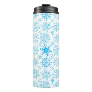 Garrafa Térmica Padrão de flocos de neve azul