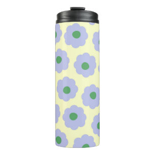 Garrafa Térmica Padrão de Flor de Hippie Verde Azul de Pré-Disquet