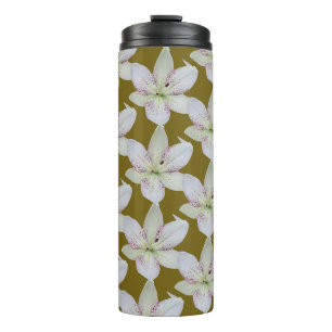 Garrafa Térmica Padrão de Flor Lilar de Raiva Branca Moderna
