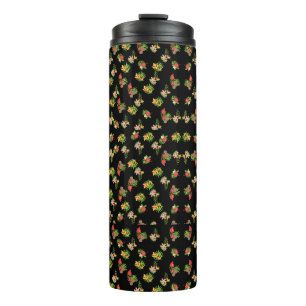 Garrafa Térmica Padrão de flor silvestre, na moda vermelha e rosa,