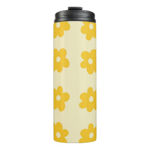 Garrafa Térmica Padrão de Flor Simples Tropical Amarelo Retroativo