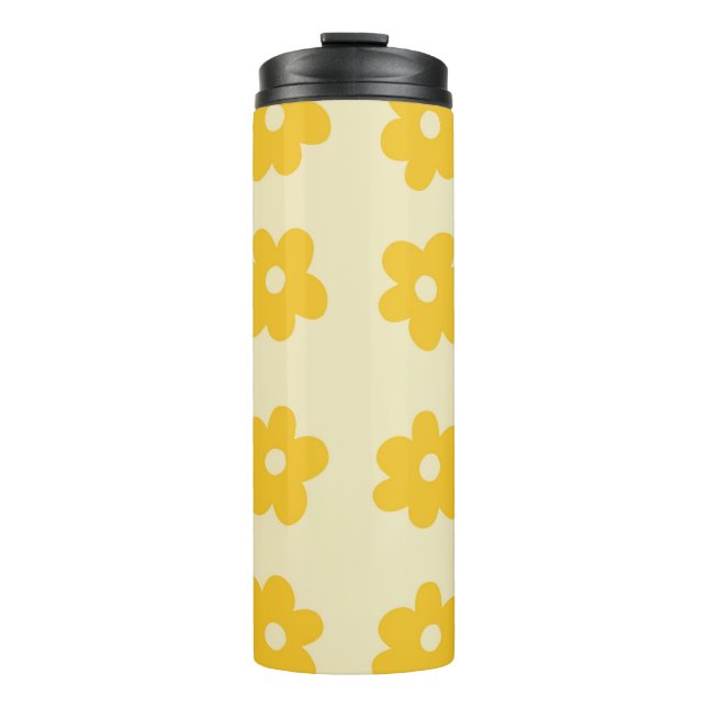 Garrafa Térmica Padrão de Flor Simples Tropical Amarelo Retroativo (Frente)