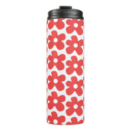 Garrafa Térmica Padrão de Flor Vermelho