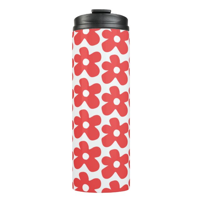 Garrafa Térmica Padrão de Flor Vermelho (Frente)